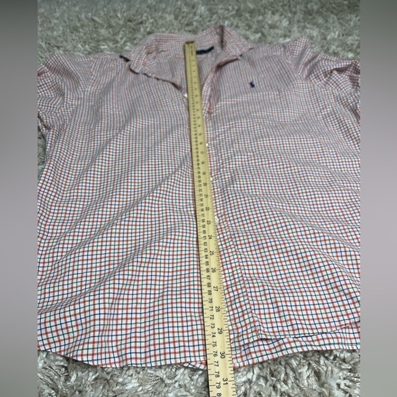 Polo Ralph Lauren XXL Long Sleeve Cotton Button-Down Orange Green Check Casual - Picture 11 of 13